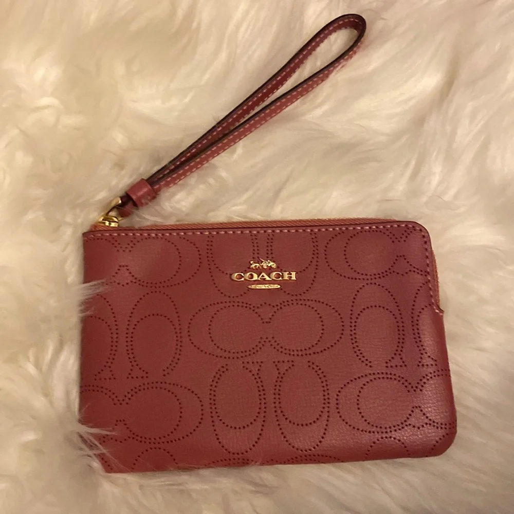 Coach Leather Signature Wristlet
